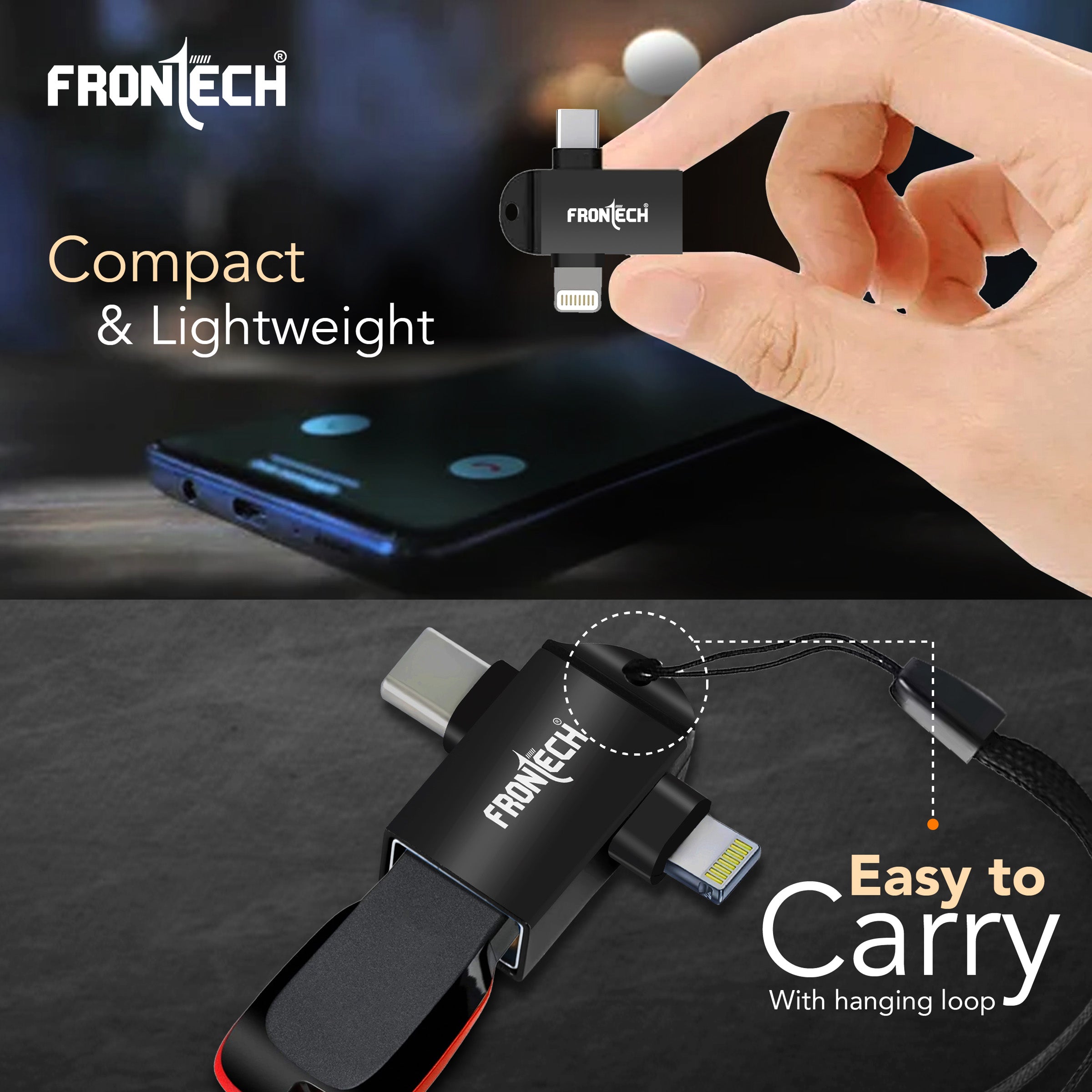 Frontech Dual Interface OTG Converter – USB to Type-C & 8-Pin Converter for Android & iOS (NC-0046). Frontech Dual Interface OTG Converter – USB to Type-C & 8-Pin Converter for Android & iOS (NC-0046).
